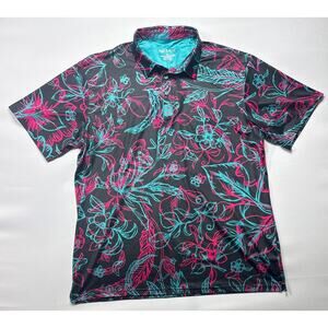 Pins & Aces Men's Short Sleeve Multicolor Abstract Golf Polo - Size XXL